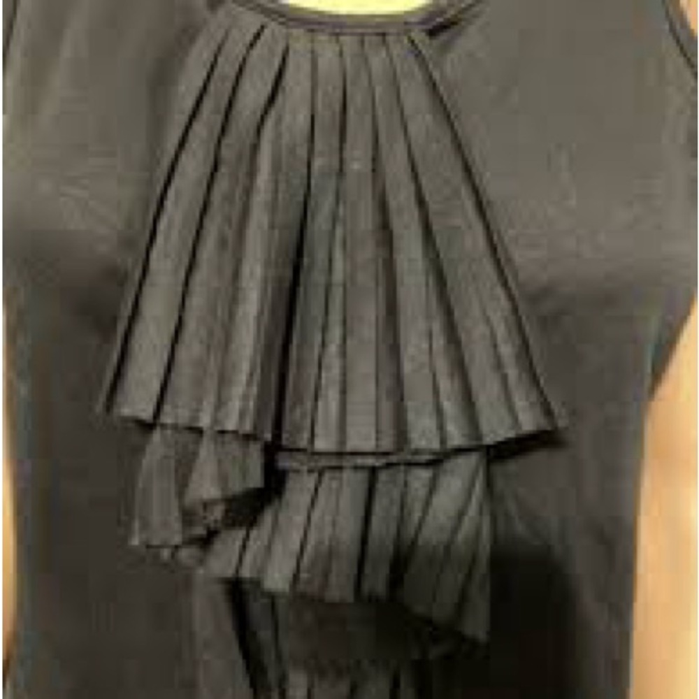 Talbots Black Ruffle Front Top